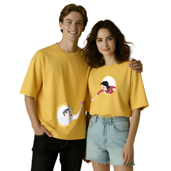 Parallel Hearts Oversized Couple Tee