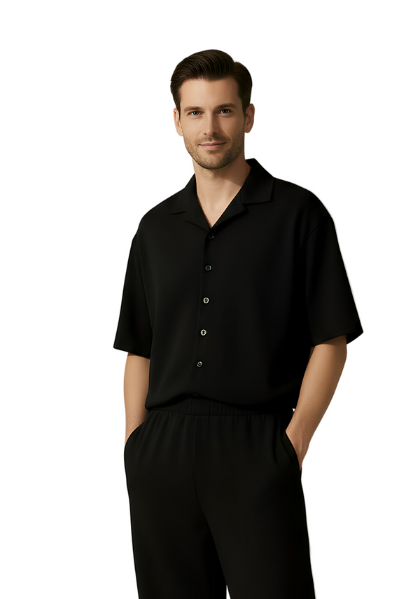 Oversized French Terry Cotton Co-Ord Black Set