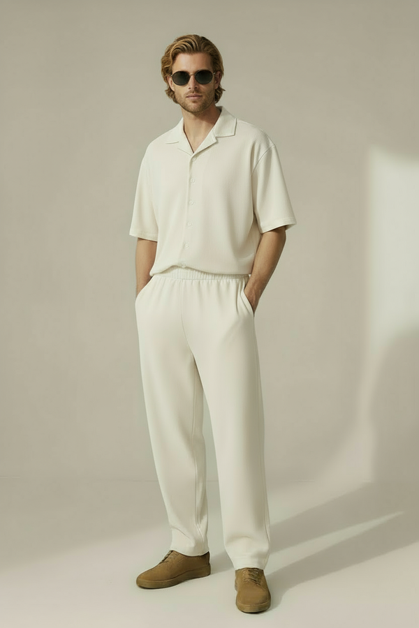 Oversized French Terry Cotton Co-Ord Off White Set