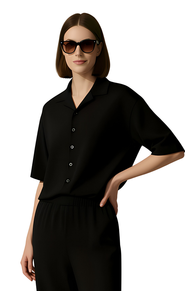 Oversized French Terry Cotton Co-Ord Black Set