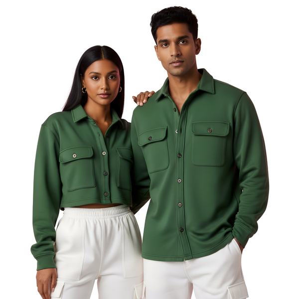 French Terry Cotton Couple Cargo Shirt