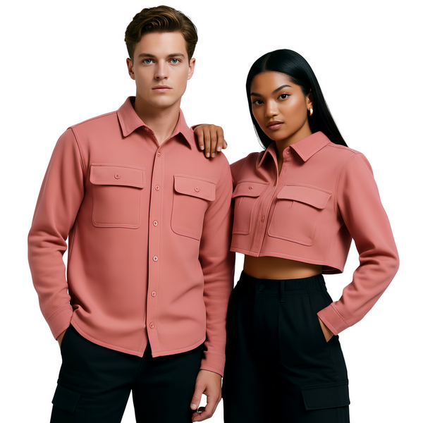 French Terry Cotton Couple Cargo Shirt