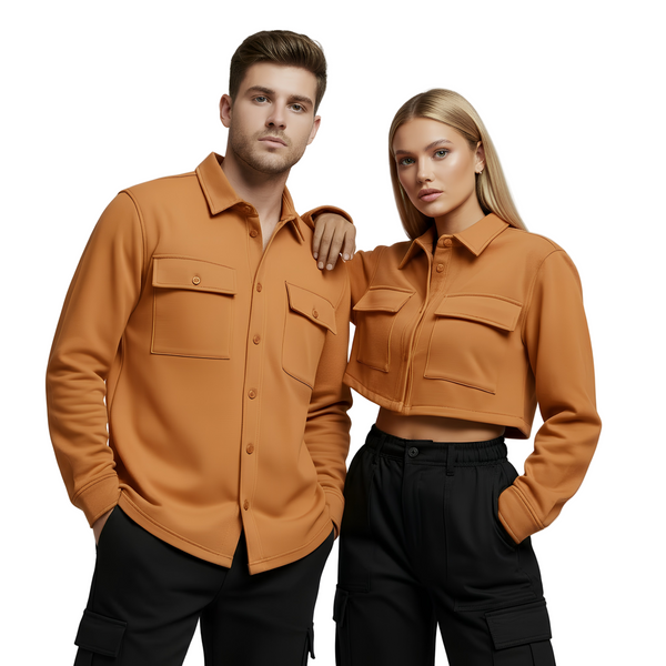 French Terry Cotton Couple Cargo Shirt