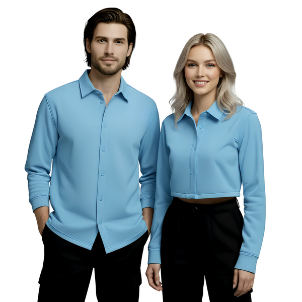 French Terry Cotton Couple Derby Rib Shirt