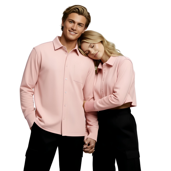 French Terry Cotton Couple Derby Rib Shirt