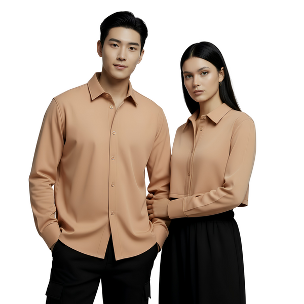 French Terry Cotton Couple Derby Rib Shirt