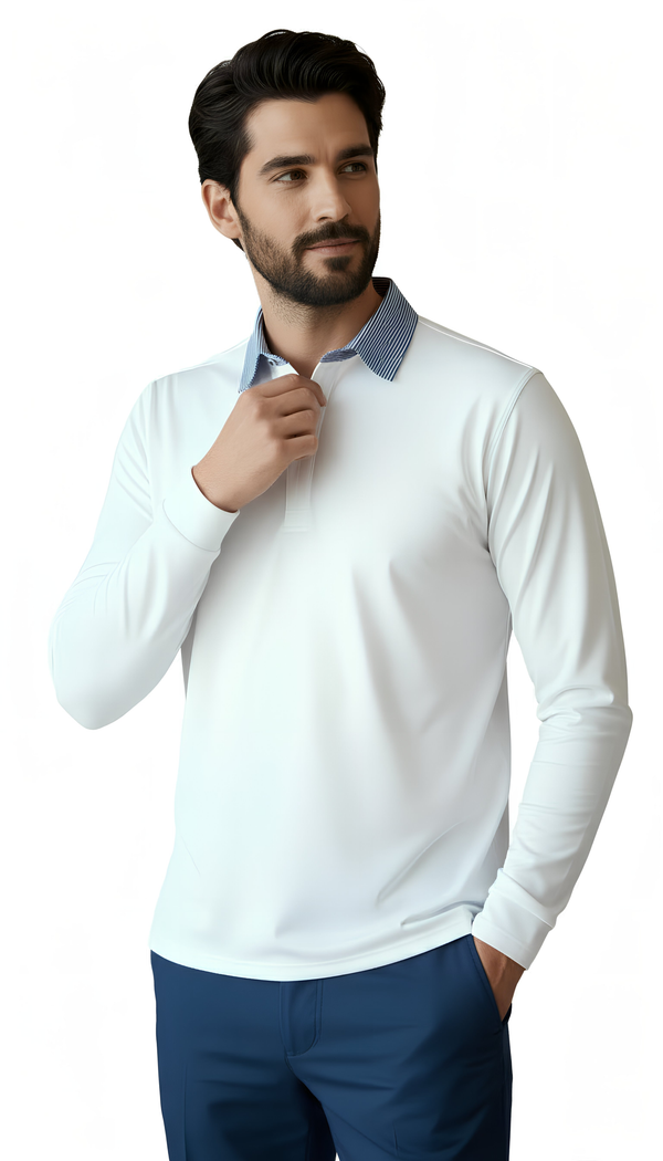 French Terry Cotton Full Sleeves Polo Shirt