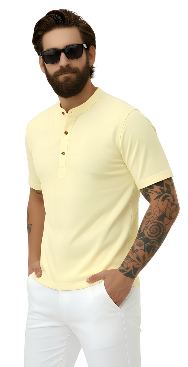 Yellow Poplin Half Featherweight Kurta