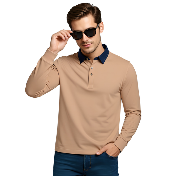 French Terry Cotton Full Sleeves Polo Shirt